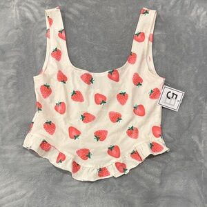 Strawberry Print Sleeveless Top